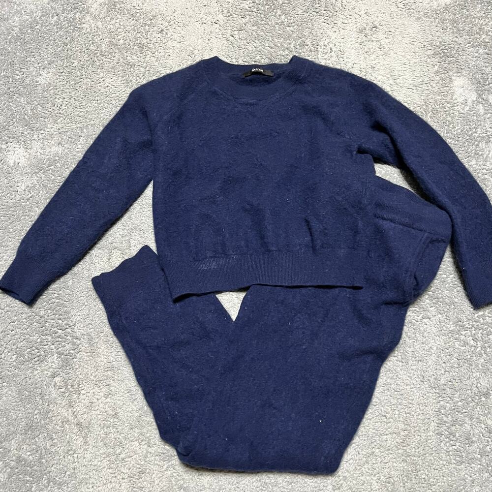 Quince Deep Blue Crew Neck Sweater and Joggers Matching Set